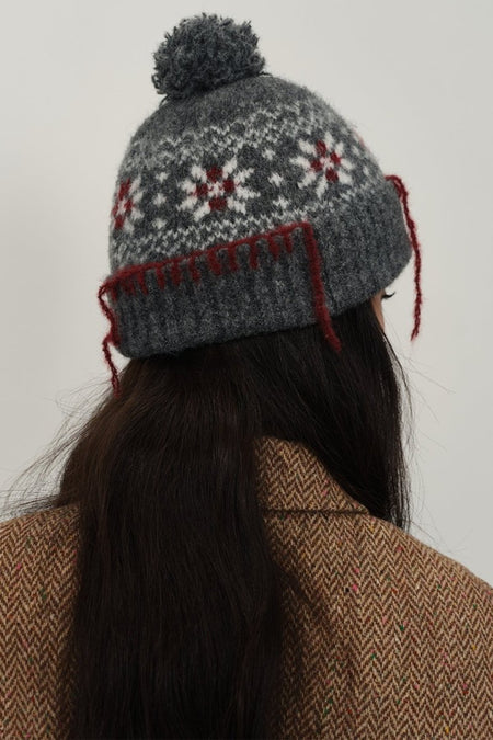 Seam Trim Geometric Knit Hat - S. M. & Co.