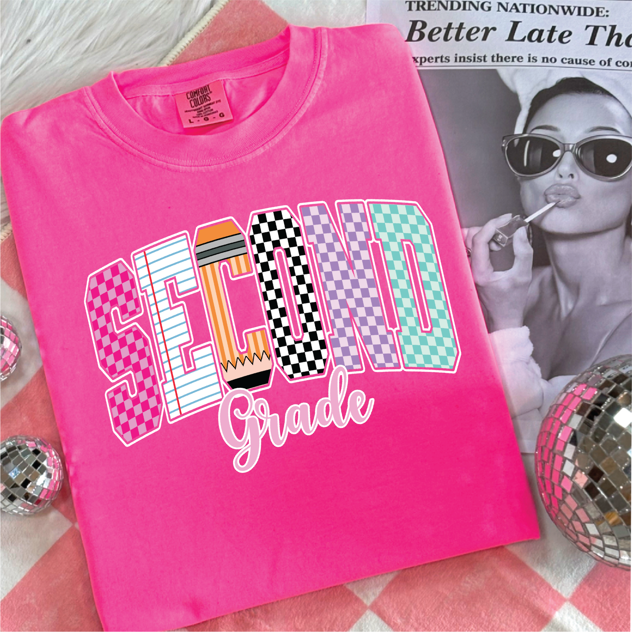 Second Grade Checkered Graphic Tee