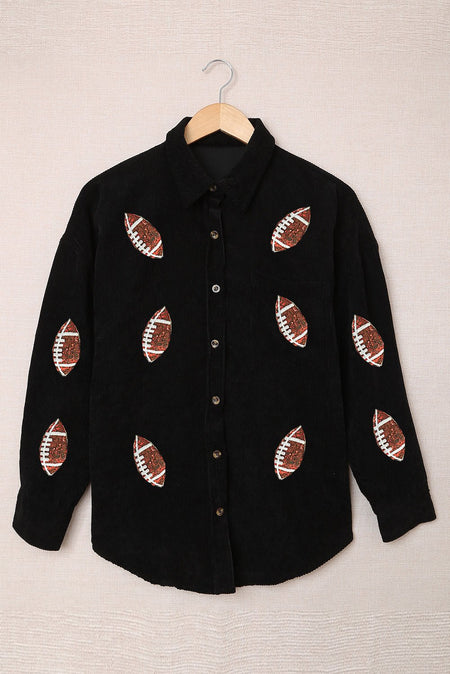 Sequin Football Button Up Long Sleeve Jacket - S. M. & Co. Jacket