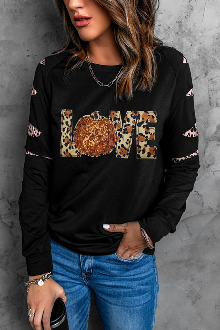 Sequin Leopard Long Sleeve Sweatshirt - S. M. & Co.