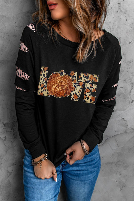 Sequin Leopard Long Sleeve Sweatshirt - S. M. & Co.