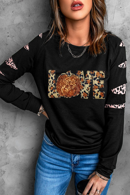 Sequin Leopard Long Sleeve Sweatshirt - S. M. & Co.