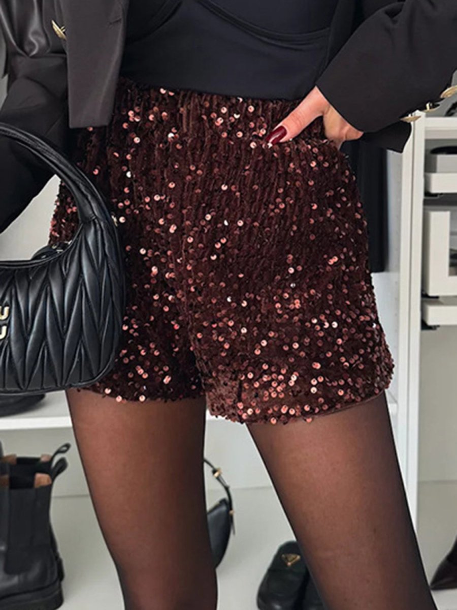 Sequin Mid Rise Shorts - S. M. & Co.