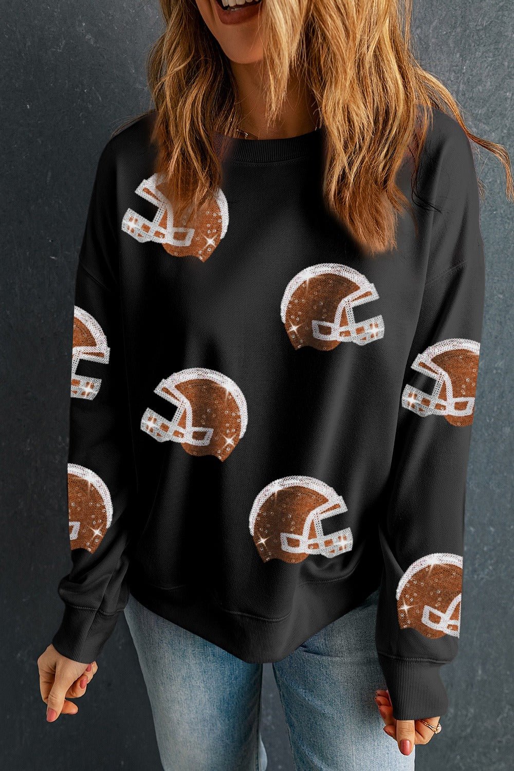 Sequin Round Neck Long Sleeve Sweatshirt - S. M. & Co. Sweatshirt