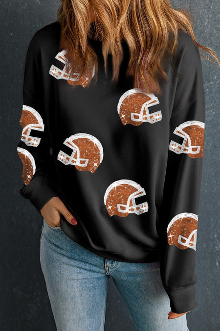 Sequin Round Neck Long Sleeve Sweatshirt - S. M. & Co. Sweatshirt