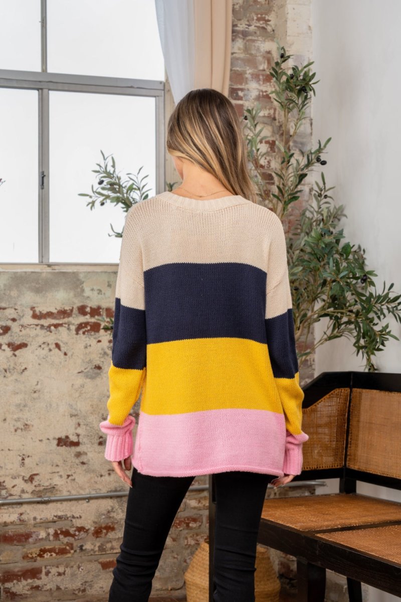 Sew In Love Full Size Color Block Exposed Seam Sweater - S. M. & Co. Exposed Seam Sweater