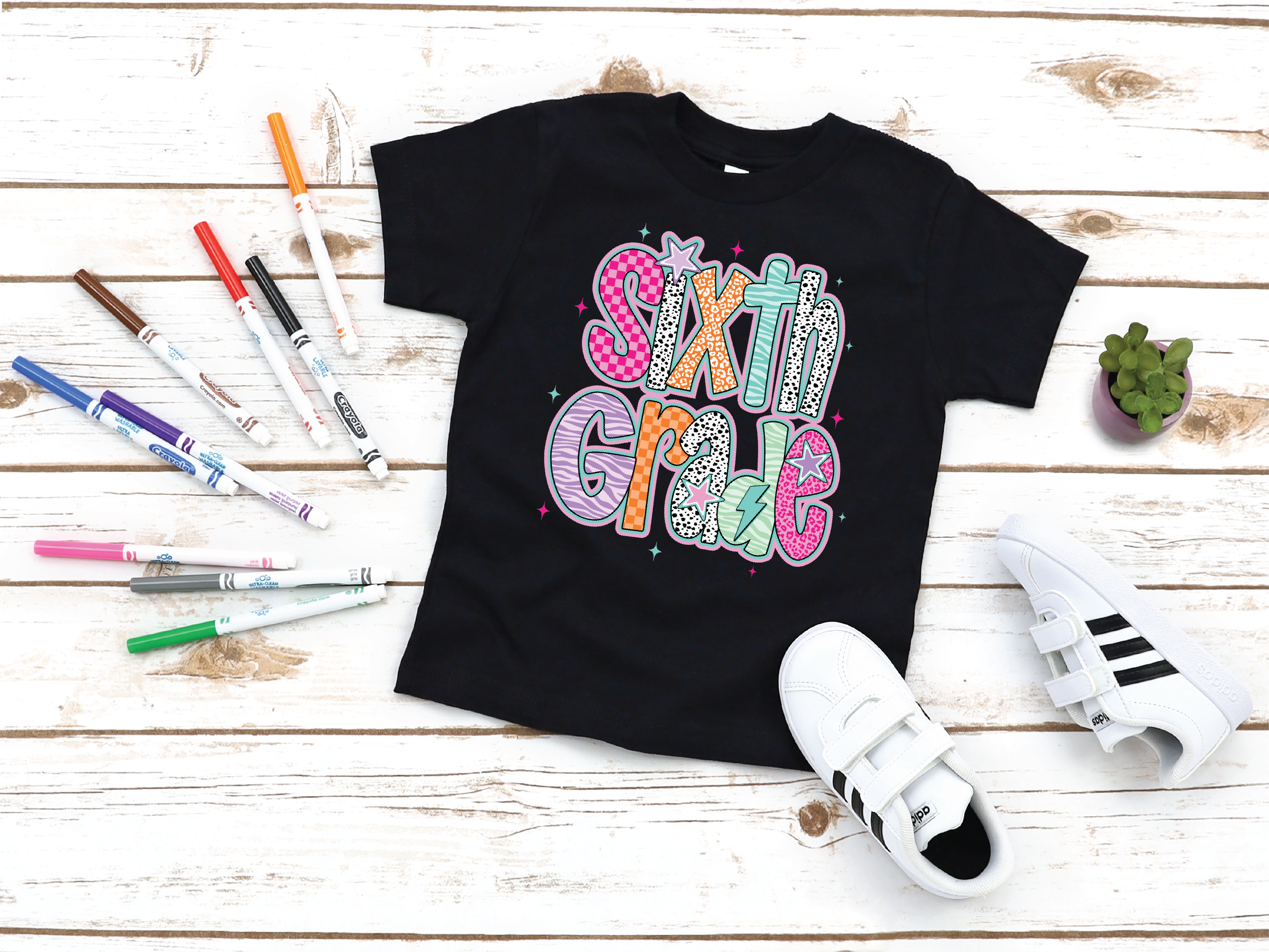 Girls Doodle 6th Grade Back to School Graphic Tee