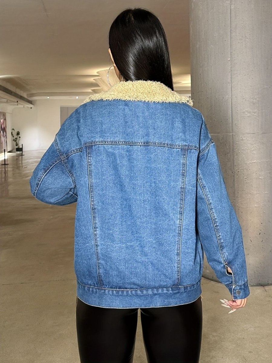 Snap Down Long Sleeve Denim Jacket - S. M. & Co.