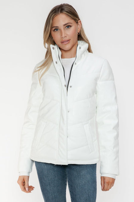 Snobbish Pocketed Zip Up Turtleneck Puffer Jacket - S. M. & Co.