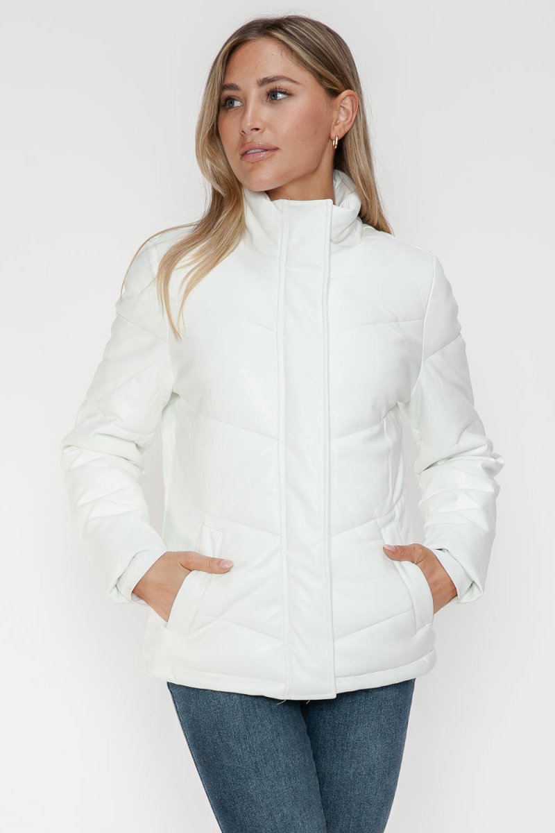 Snobbish Pocketed Zip Up Turtleneck Puffer Jacket - S. M. & Co.