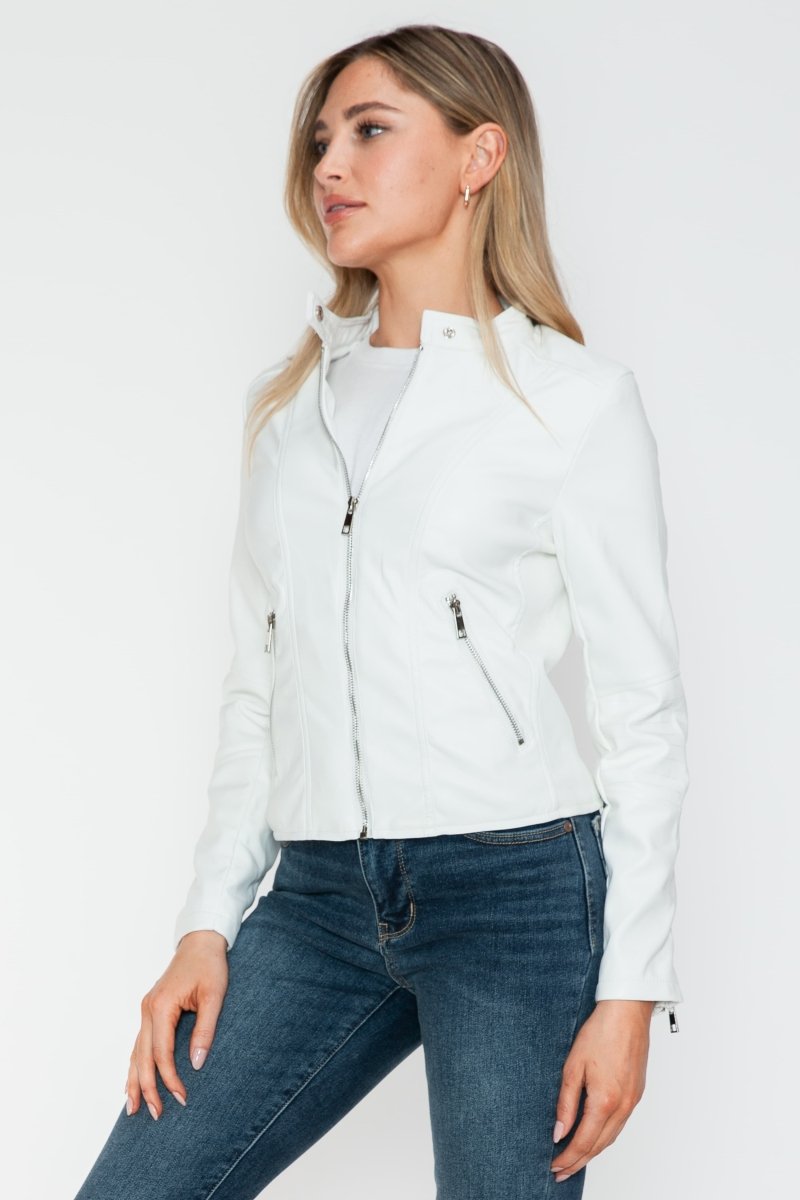 Snobbish PU Leather Zip Up Jacket with Pockets - S. M. & Co.