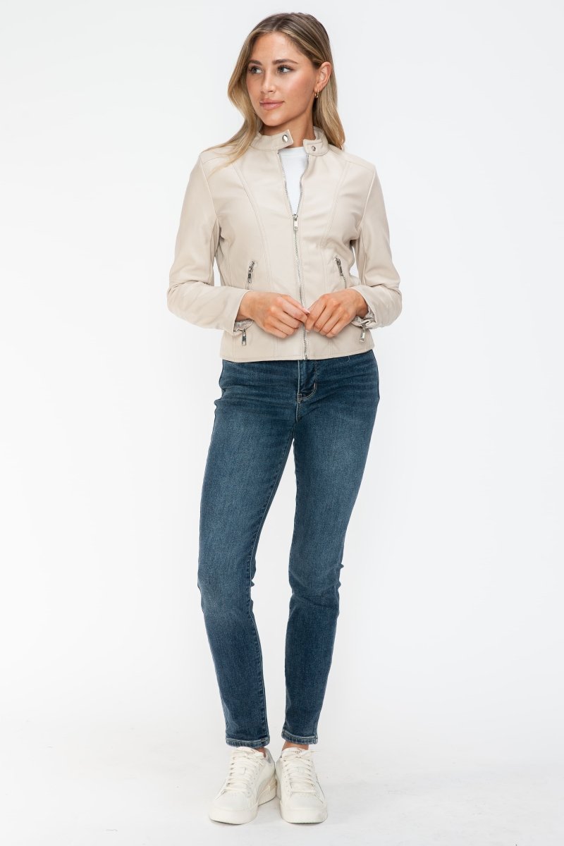 Snobbish PU Leather Zip Up Jacket with Pockets - S. M. & Co.