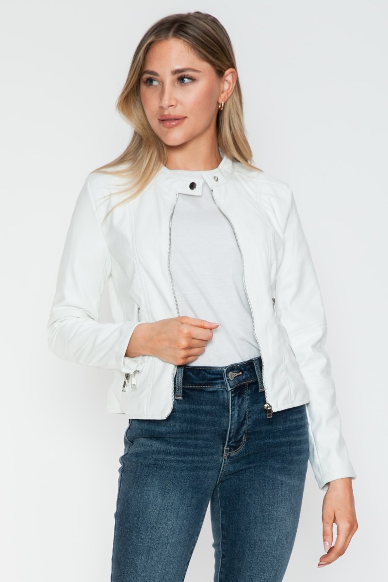 Snobbish PU Leather Zip Up Jacket with Pockets - S. M. & Co.