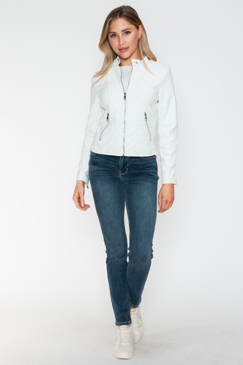 Snobbish PU Leather Zip Up Jacket with Pockets - S. M. & Co.