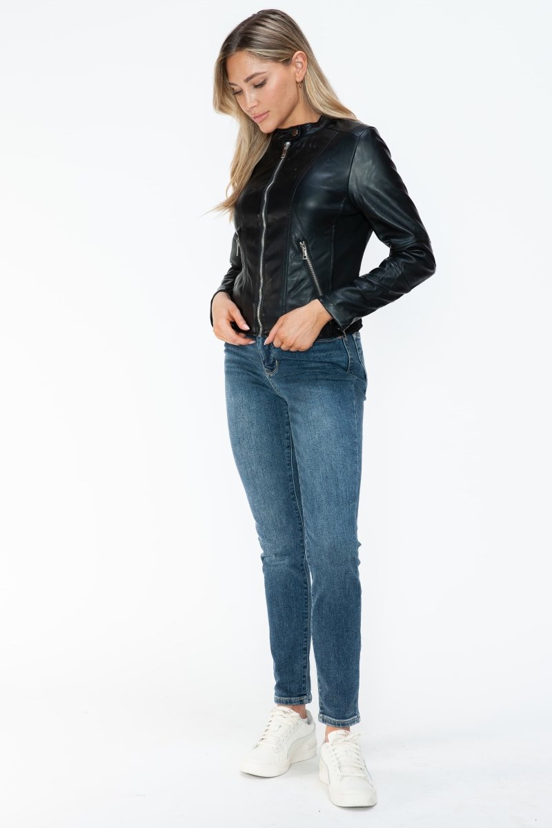 Snobbish PU Leather Zip Up Jacket with Pockets - S. M. & Co.