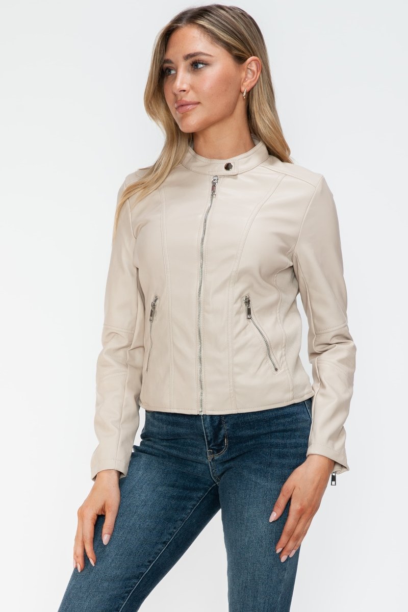 Snobbish PU Leather Zip Up Jacket with Pockets - S. M. & Co.