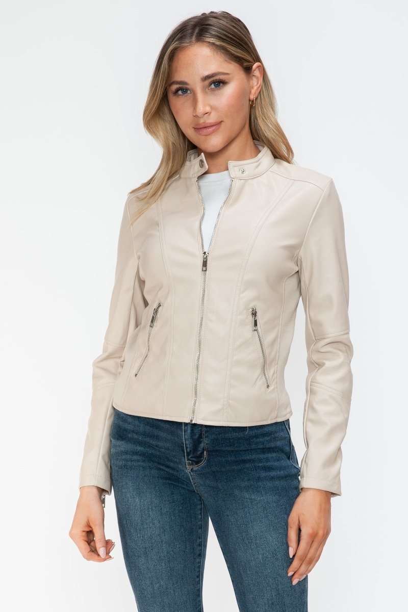 Snobbish PU Leather Zip Up Jacket with Pockets - S. M. & Co.