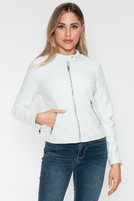 Snobbish PU Leather Zip Up Jacket with Pockets - S. M. & Co.