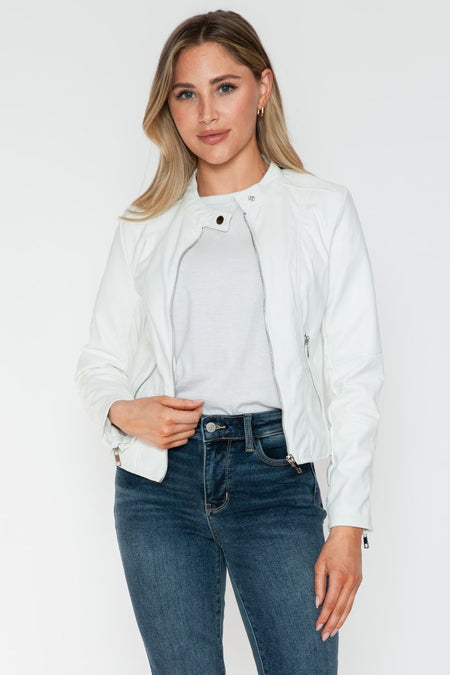 Snobbish PU Leather Zip Up Jacket with Pockets - S. M. & Co.