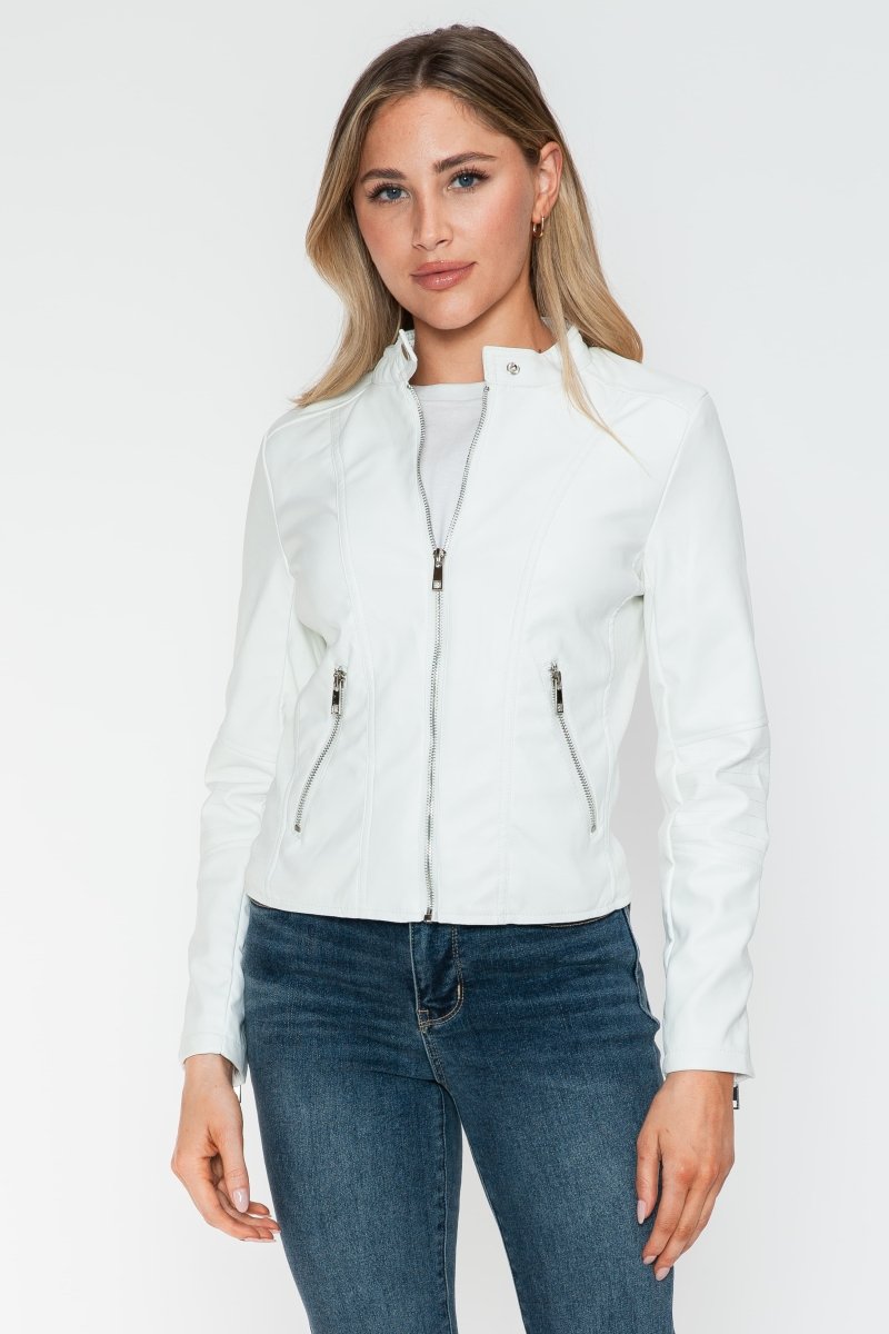 Snobbish PU Leather Zip Up Jacket with Pockets - S. M. & Co.