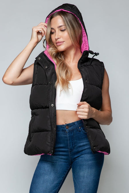 Snobbish Snap and Zip Closure Hooded Vest - S. M. & Co.