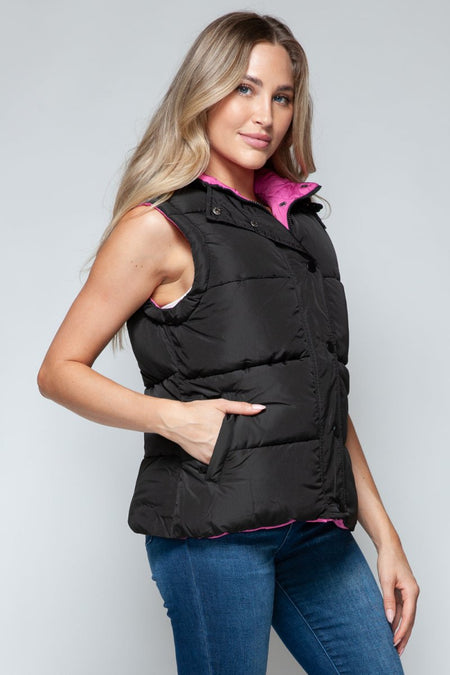 Snobbish Snap and Zip Closure Hooded Vest - S. M. & Co.