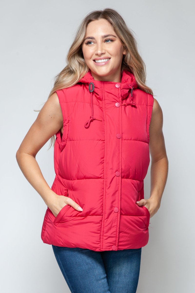 Snobbish Snap and Zip Closure Hooded Vest - S. M. & Co.