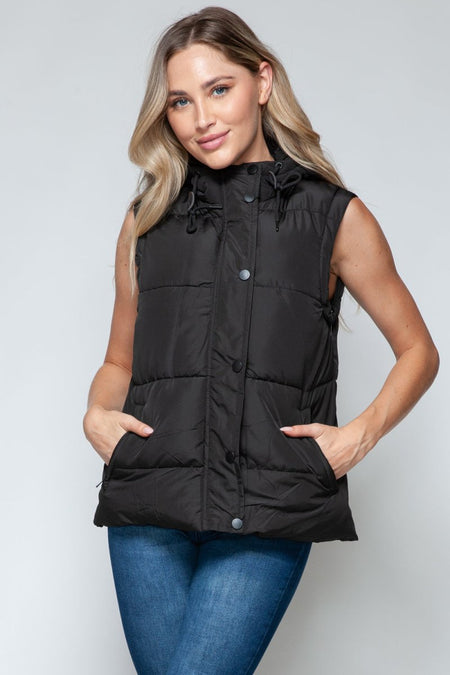 Snobbish Snap and Zip Closure Hooded Vest - S. M. & Co.