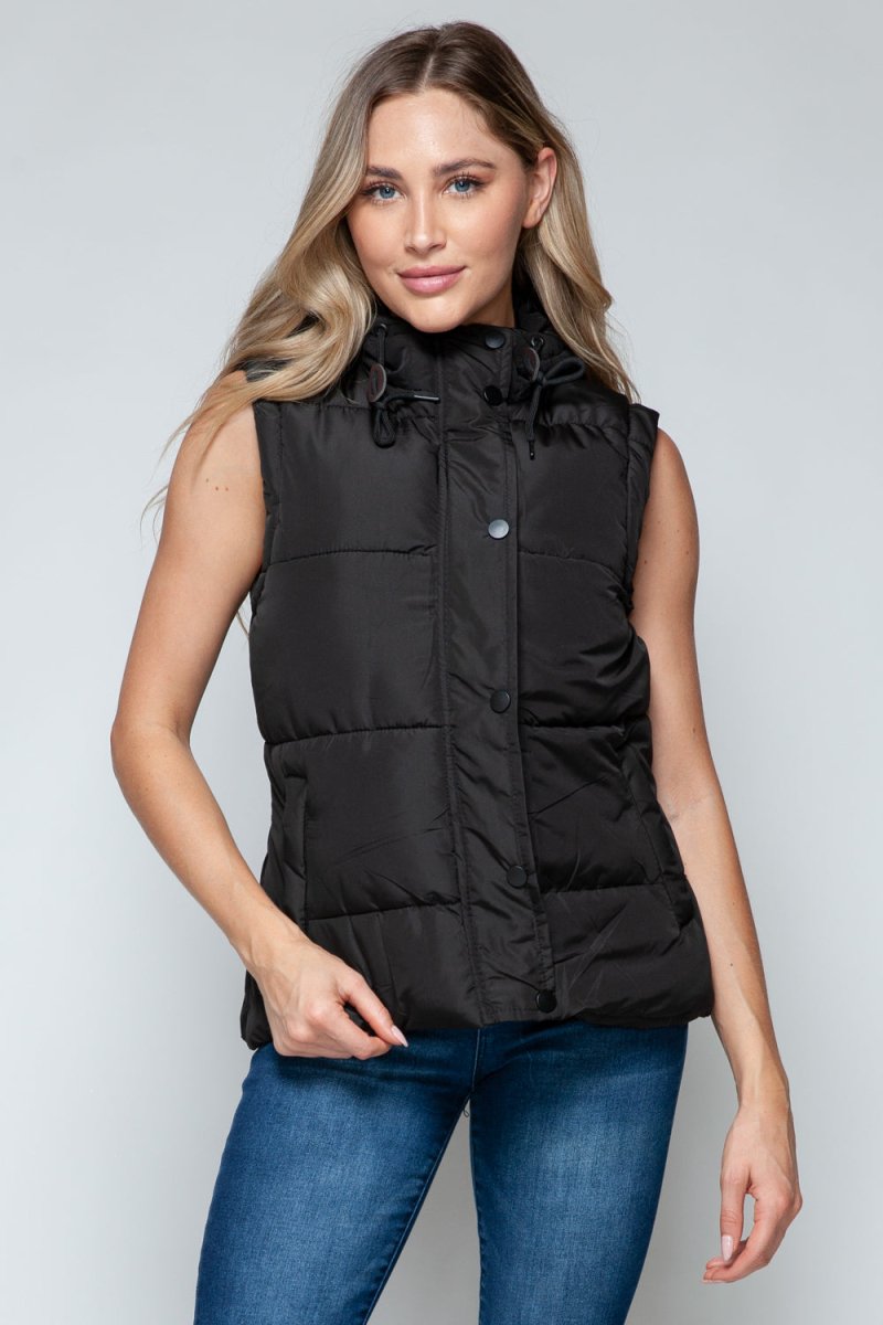 Snobbish Snap and Zip Closure Hooded Vest - S. M. & Co.