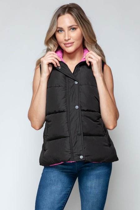 Snobbish Snap and Zip Closure Hooded Vest - S. M. & Co.