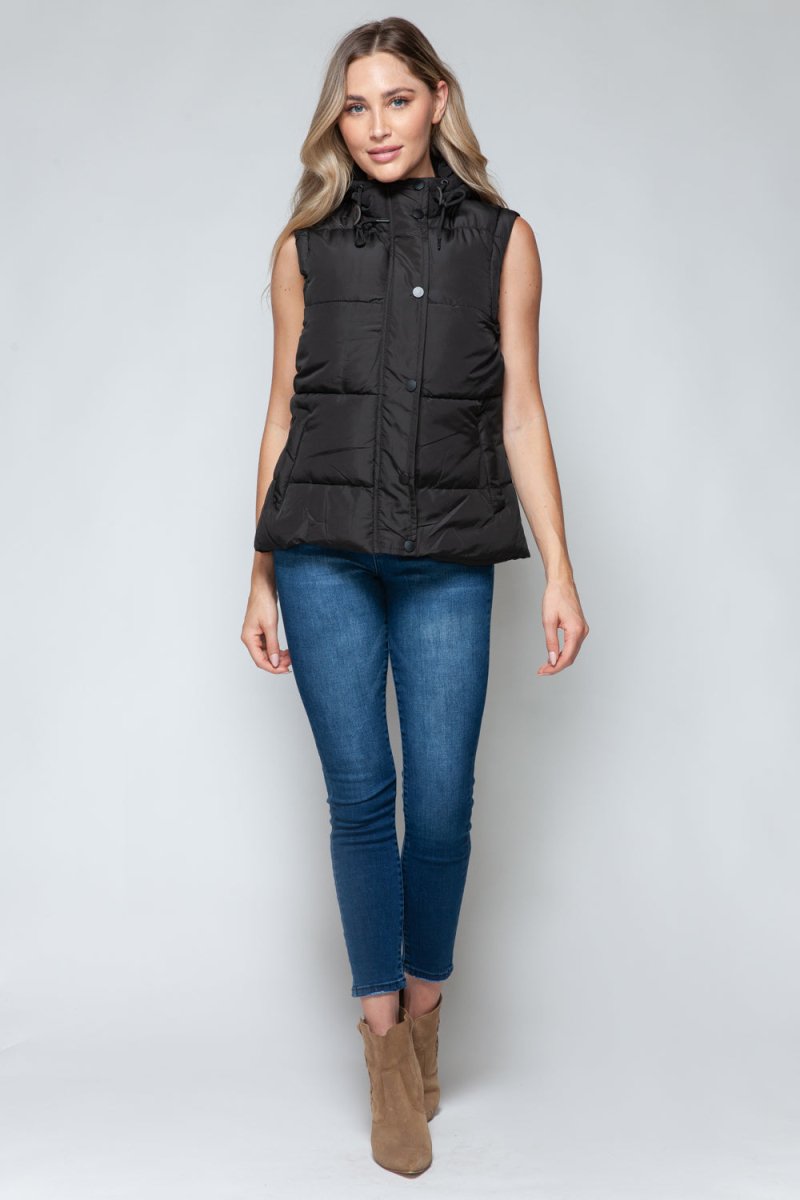 Snobbish Snap and Zip Closure Hooded Vest - S. M. & Co.