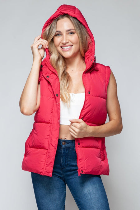 Snobbish Snap and Zip Closure Hooded Vest - S. M. & Co.