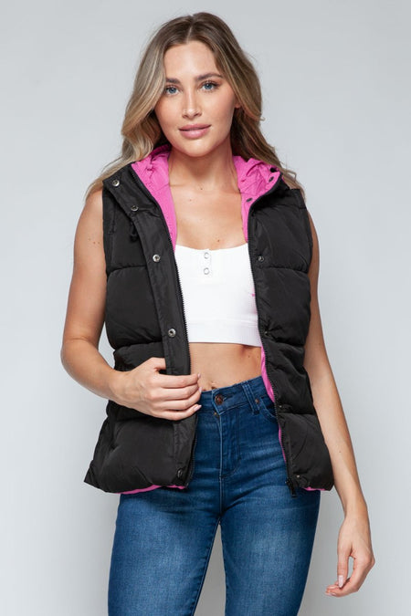 Snobbish Snap and Zip Closure Hooded Vest - S. M. & Co.