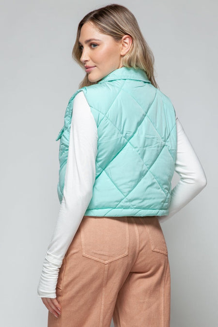 Snobbish Snap Down Quilted Crop Vest - S. M. & Co. Quilted Vest