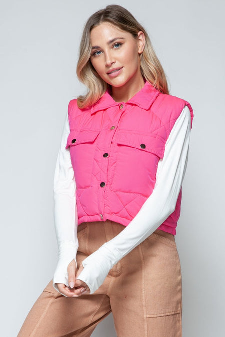 Snobbish Snap Down Quilted Crop Vest - S. M. & Co.