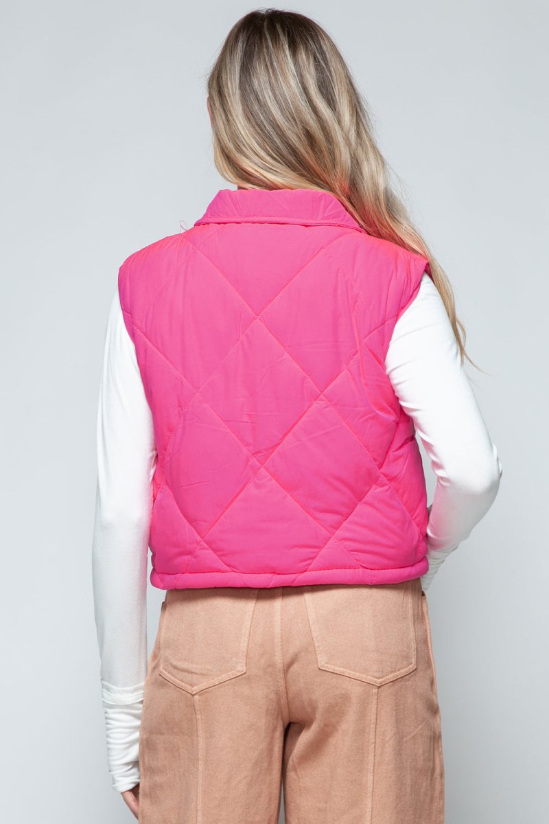 Snobbish Snap Down Quilted Crop Vest - S. M. & Co.