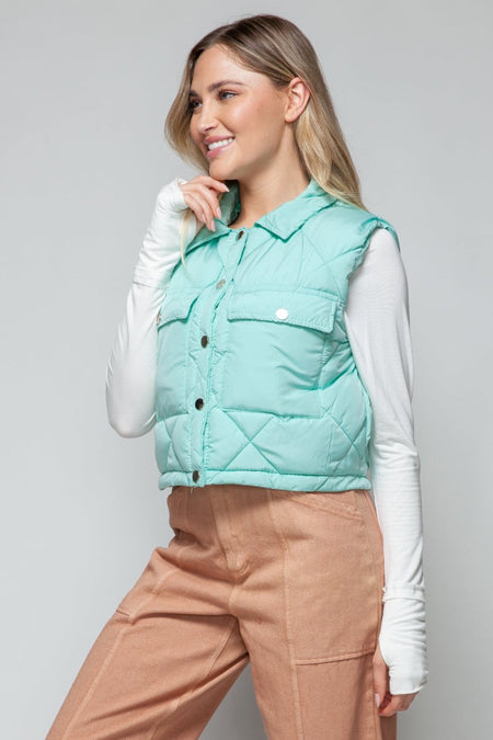 Snobbish Snap Down Quilted Crop Vest - S. M. & Co. Quilted Vest