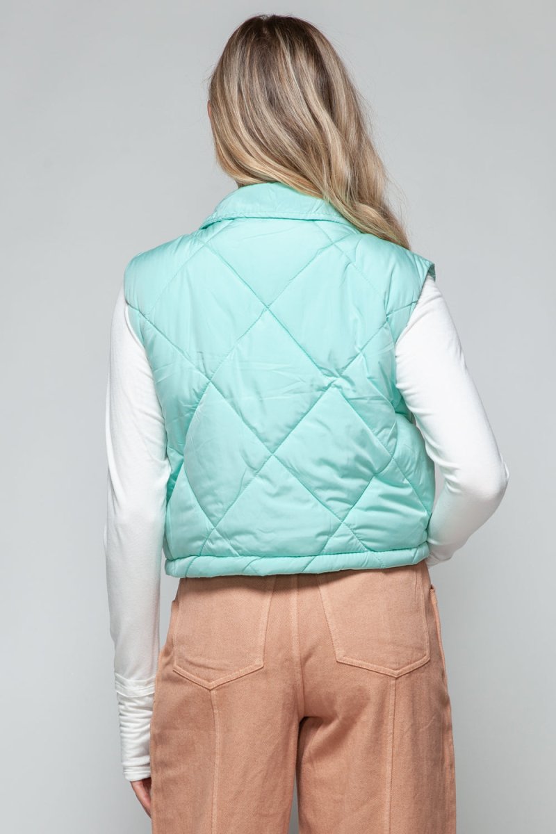 Snobbish Snap Down Quilted Crop Vest - S. M. & Co. Quilted Vest