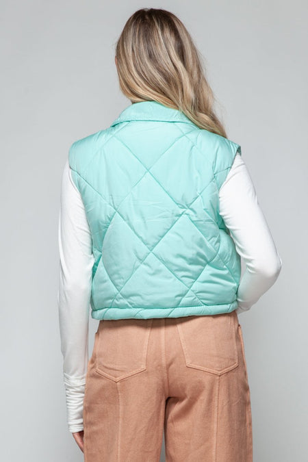 Snobbish Snap Down Quilted Crop Vest - S. M. & Co. Quilted Vest