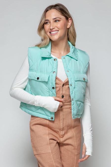 Snobbish Snap Down Quilted Crop Vest - S. M. & Co. Quilted Vest