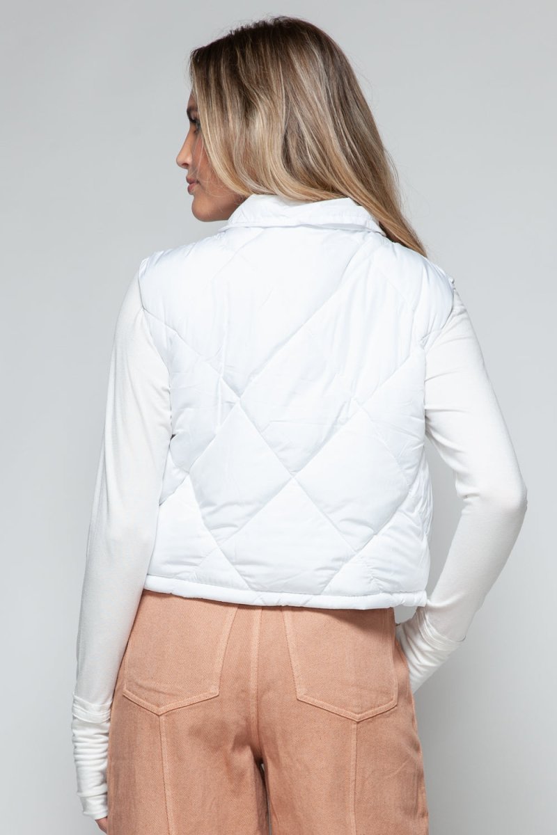 Snobbish Snap Down Quilted Crop Vest - S. M. & Co.