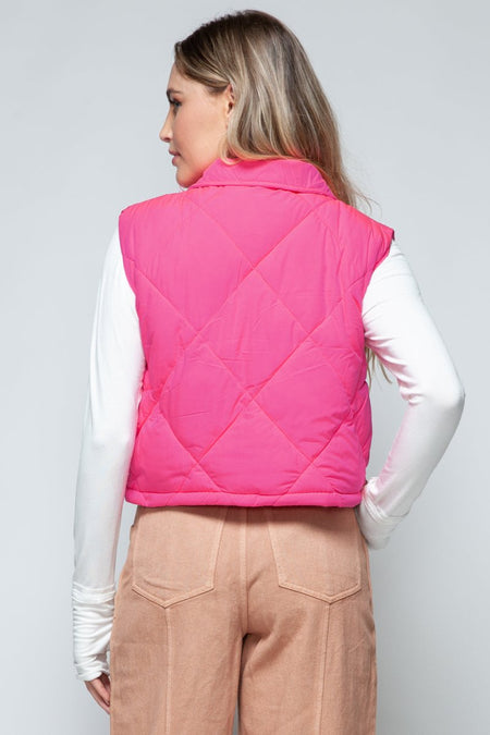 Snobbish Snap Down Quilted Crop Vest - S. M. & Co.