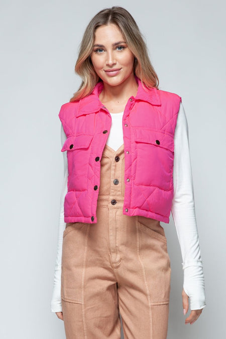 Snobbish Snap Down Quilted Crop Vest - S. M. & Co.