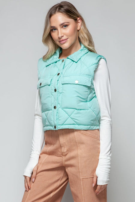 Snobbish Snap Down Quilted Crop Vest - S. M. & Co. Quilted Vest