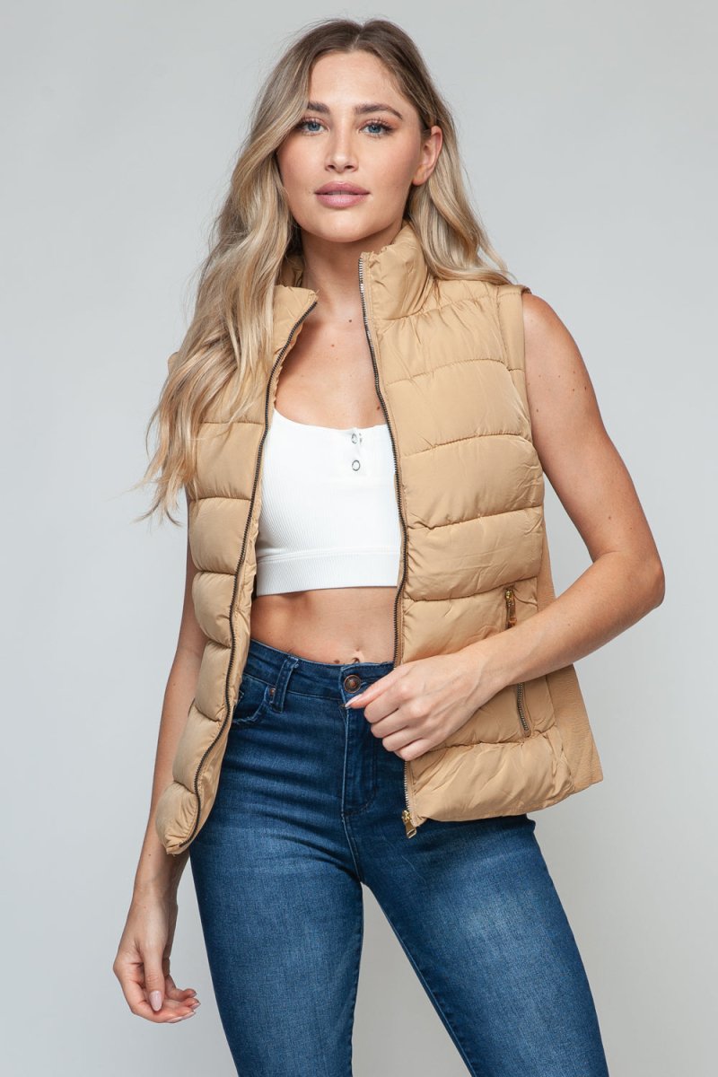 Snobbish Zip Up Turtleneck Vest with Pockets - S. M. & Co. Turtleneck Vest