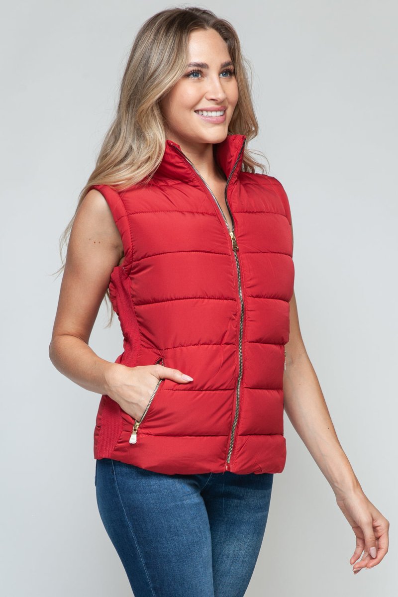 Snobbish Zip Up Turtleneck Vest with Pockets - S. M. & Co. Turtleneck Vest