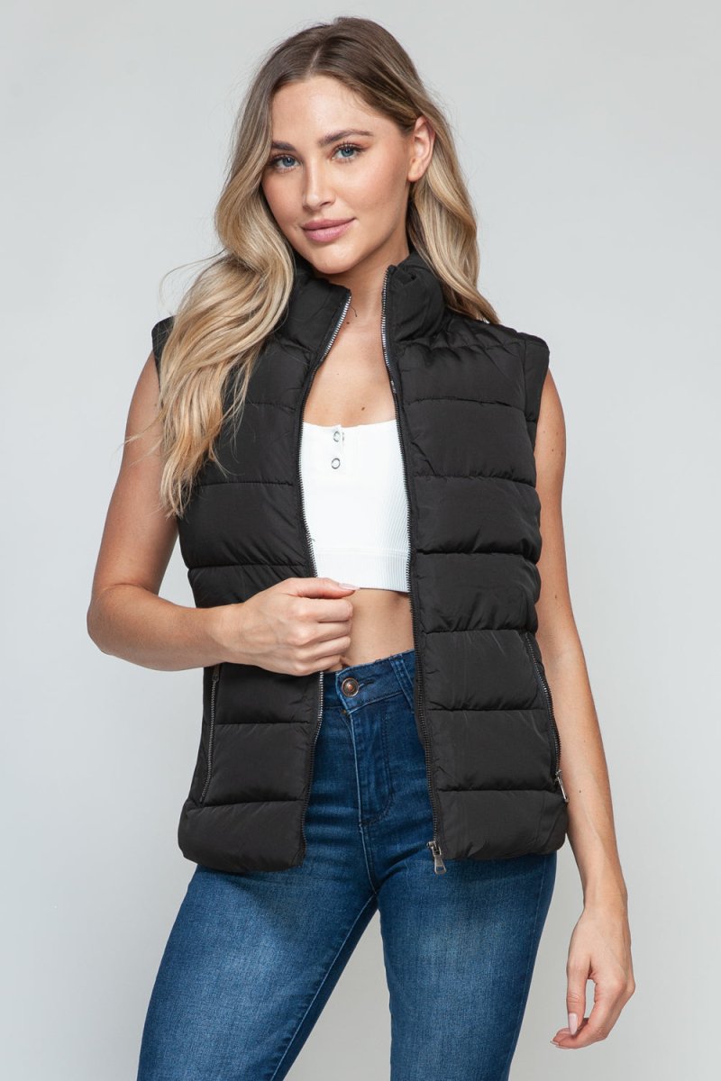 Snobbish Zip Up Turtleneck Vest with Pockets - S. M. & Co. Turtleneck Vest