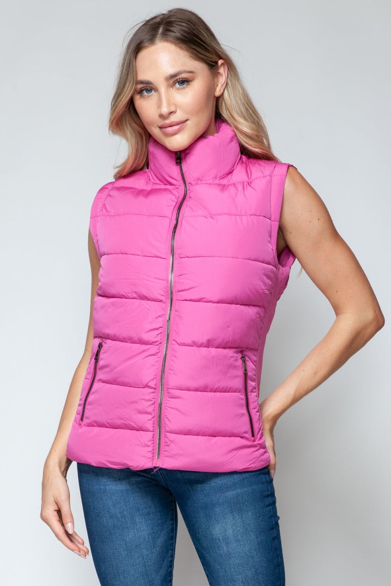 Snobbish Zip Up Turtleneck Vest with Pockets - S. M. & Co. Turtleneck Vest