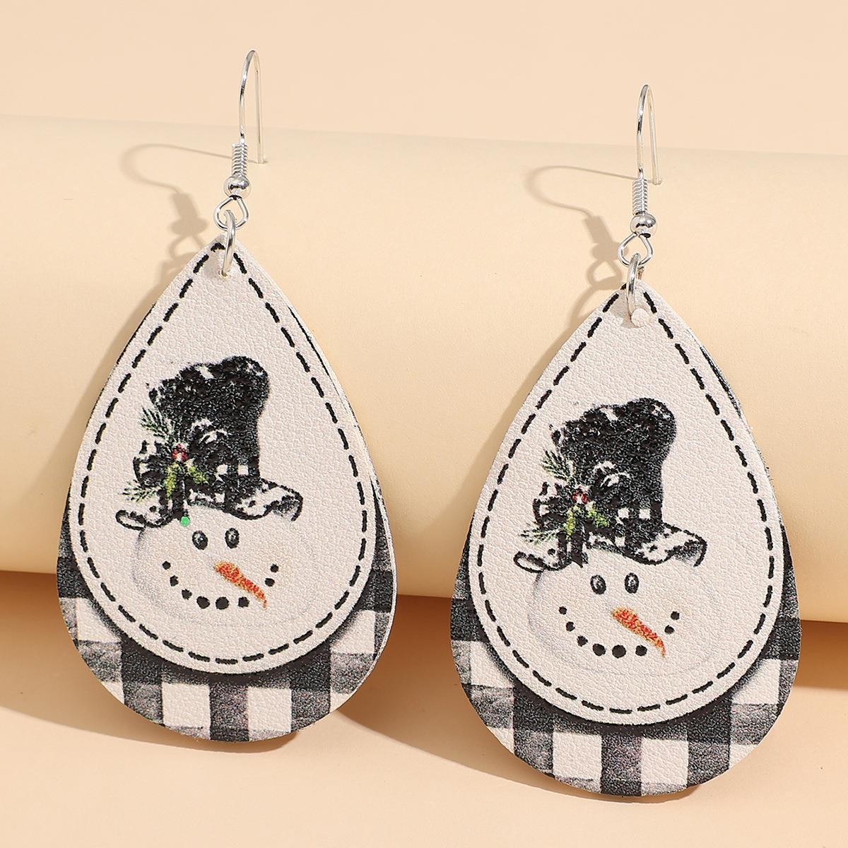 Snowman PU Leather Dangle Earrings - S. M. & Co.