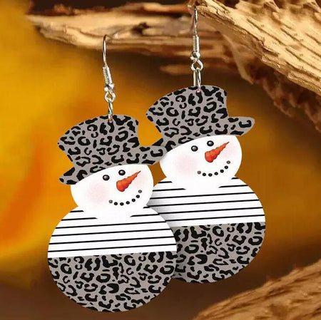 Snowman PU Leather Dangle Earrings - S. M. & Co.